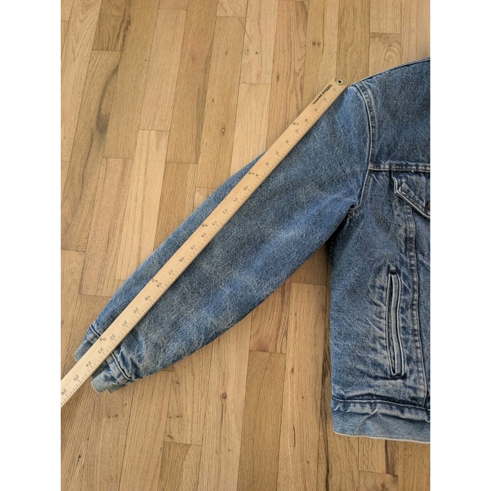 VTG 80s Levis Sherpa Lined Denim Trucker Jacket USA Made 70608 42R Streetwear - Picture 5 of 16
